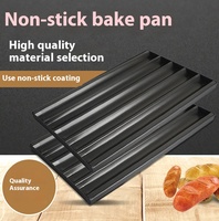 Moule à pain et à baguette en alliage d'aluminium antiadhésif avec plateau perforé noir 400x600mm pour usage commercial
