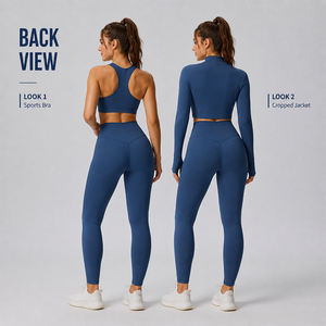 Conjunto Deportivo de 3 Piezas para Mujer, Sujetador Deportivo Elástico en 4 Direcciones, Leggings Moldeadores, Chaqueta con Cierre, para Yoga, Pilates, Running, Gimnasio - Product Image 1