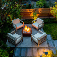 Table de foyer moderne en acier Corten pour patio, fonction de chauffage au gaz, chauffage extérieur, combustible bois, conçue pour l'extérieur, portable, CE