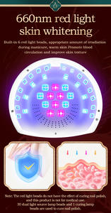Secador de lámpara de uñas LED UV de 128W con luz roja de 660nm para el cuidado de la piel, portátil y alimentado por batería, enchufes de La UE - Product Image 2