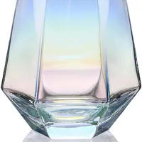 300 مللي الإبداعية الملونة الرصاص شحن كريستال اليدوية الماس Stemless النبيذ نظارات للنساء والرجال ، حزب
