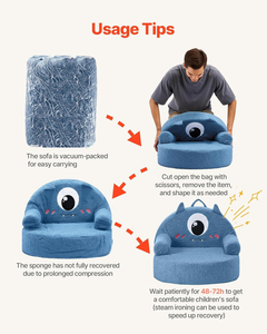 Movable & Washable Monster Style Teddy Plush <b>Cover</b> Comfy Foam Kids <b>Sofa</b> Toddler Chair with <b>Armrests</b> <b>for</b> Playroom Ideal Gifts - Product Image 6