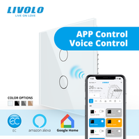 Interruptor Inteligente LIVOLO Estándar del Reino Unido de 2 Botones, Compatible con Alexa y Siri, UE 10A 250V, Panel de Vidrio, Interruptor Eléctrico de Pared