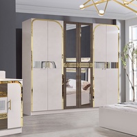 Ensemble de mobilier de chambre à coucher de luxe moderne pour appartement, lit double, chambre principale, cadre en bois pour adulte, ensemble complet de meubles de chambre king size