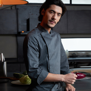 เสื้อผ้าทำงานแขนยาวสำหรับผู้ชายเสื้ออบร้านอาหารตะวันตกเครื่องแบบร้านอาหารอาชีพใหม่ - Product Image 4