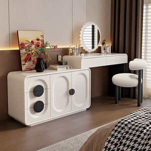 Moderno Tocador de Maquillaje Extensible y Ajustable de Madera Resistente con Cajones Iluminados para Muebles de Dormitorio - Product Image 4