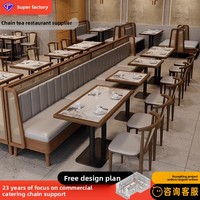 Ensemble table et chaises de restaurant personnalisé, moderne et minimaliste, avec plateau en dalle de pierre, pour restaurants de thé/café/traiteur/Hot Pot, usage commercial