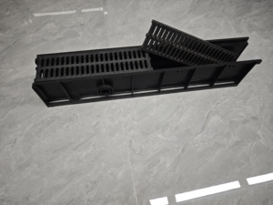 FUGU Respuesta rápida a lluvia intensa Sistema de drenaje de HDPE Drenaje de zanja en forma de <span class=keywords><strong>U</strong></span> de plástico negro con cubierta - Product Image 2