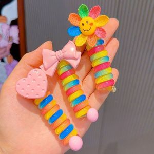 Bandas de pelo de alta elasticidad de nuevo estilo al por mayor para niños y niñas banda de cuero con lazo de Pelo de Alambre con accesorio de goma de cable de teléfono - Product Image 5