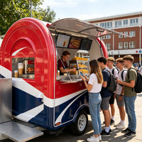 Remorque alimentaire mobile multifonctionnelle avec éclairage électrique intégré, design européen, structure en acier inoxydable, pour bonbons et chips