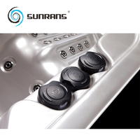 Bak Mandi Air Panas Whirlpool Sunrans Modern Square 3 Kursi & 2 Kursi Santai dengan 111 Jet Kontrol Balboa untuk Luar Ruangan