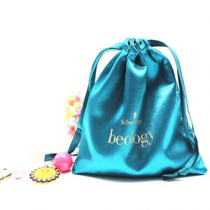 Sac à bijoux de mariage en satin avec cordon de serrage, logo personnalisé, haute qualité, réutilisable et recyclable, pochette pour cheveux pour cadeaux - Product Image 5