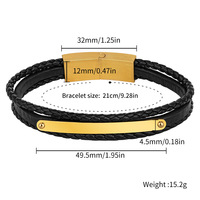 Bracelet pour homme en acier inoxydable de luxe avec perles, bijoux en cuir tressé multicouche tendance, accessoire de mode classique pour dropshipping