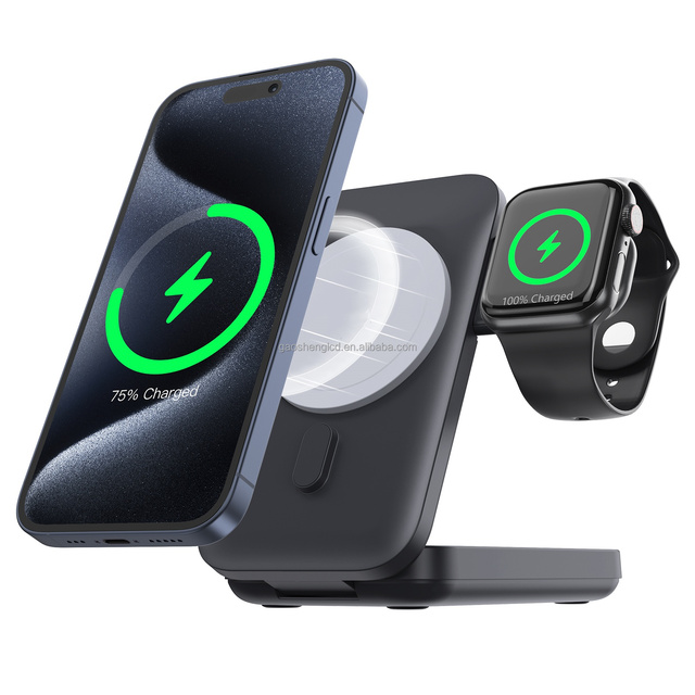 Yanchentian 7.5W Qi2 Universal 3-In-1 Foldable Magnet Dock Holder Portable Phone Station Powerbank Wireless Charger & Stand