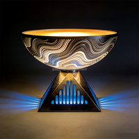Lampe de table LED à motif ondulé (acier inoxydable + PC) IP65 étanche, décoration artistique moderne pour Noël, patio, jardin, paysage