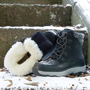 Bottes d'hiver chaudes ultra-épaisses en laine de mouton intégrée pour hommes |   Bottes thermiques antidérapantes en cuir de vache pour l'extérieur - Product Image 5