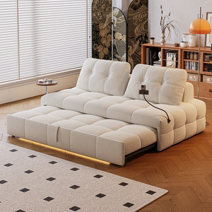 Sofá Cama <span class=keywords><strong>Puff</strong></span> de Tela Estilo Crema Japonés, Doble Uso, para Apartamentos Pequeños, Retráctil, Multifuncional, Individual - Product Image 1