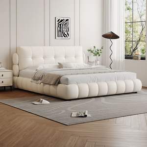 Современная мягкая роскошная кровать с обивкой кремово-белого цвета, высококачественная кровать размера «<span class=keywords><strong>king</strong></span>-size» в дизайнерском минималистичном стиле для дома - Product Image 4