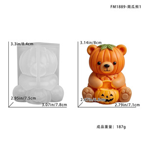 Moule en silicone DIY pour bougies, motif citrouille et ours, pour la fabrication de bougies d'aromathérapie, moule décoratif d'Halloween - Product Image 3