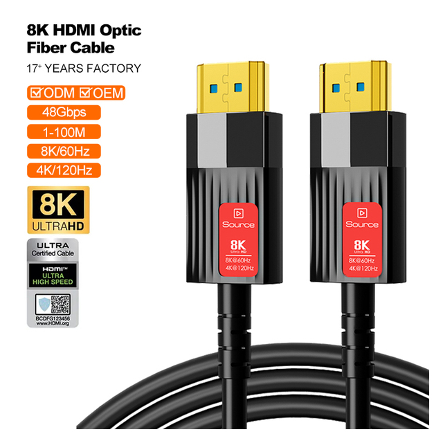 8K 60Hz HDMI 2.1 Fiber Optic Cable 48Gbps Ultra High Speed HDR EARC Dolby Vision Optical HDMI Cord for TV Projector Home Theater