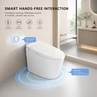 WC intelligent allongé certifié CE avec double chasse d'eau, chauffage instantané, télécommande et options de siphon en P/S
