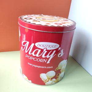 Lata <span class=keywords><strong>de</strong></span> Galletas Vacía, Redonda, Blanca, <span class=keywords><strong>de</strong></span> Grado Alimenticio, con Tapa, Estilo Vintage, para <span class=keywords><strong>Chocolate</strong></span>, Palomitas <span class=keywords><strong>de</strong></span> Maíz y Chips, Personalizable con Impresión - Product Image 5