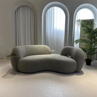 Meilleure vente Canapé lounge Cloud Cream en fausse fourrure d'agneau, canapé long en arc, luxe léger, salon, villa, combinaison de canapés de loisirs
