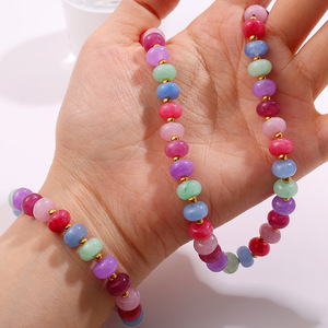 Colorful Natural Stone Bead <b>Bracelet</b> Set For Women Light Luxury Style Gift Jewelry - Product Image 1