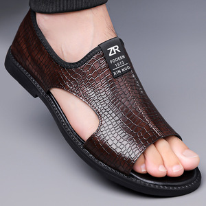 <span class=keywords><strong>Sandali</strong></span> Romani da Uomo Taglia Grande Estivi Casual con Punta Aperta Traspiranti Suola Morbida Antiscivolo Fodera in PU per Spiaggia - Product Image 2