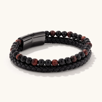 Bracelet en acier inoxydable Inspire Jewelry, 21 cm, perles et cuir