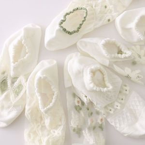 Women's Ankle Socks 15D Thin Summer Breathable White Floral Print Boat Socks For Women - Product Image 3