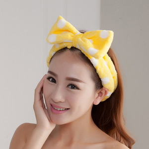 Spa Headband Phụ Nữ Lông Cừu Tóc Ren Lớn Bow Rửa Mặt Headband <span class=keywords><strong>Make</strong></span> Up Headband Tóc Ban Nhạc Bow - Product Image 3