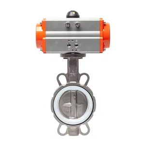WCB 4 Inch 150lb Ansi Double Acting With Positioner Air Actuator Control Wafer Type Pneumatic Butterfly Valve