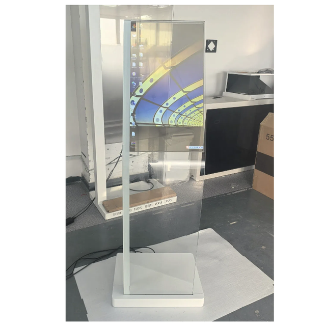 30 Inch Highly Transparent Oled Display Minimalist Structure Glass Body Touch Screen Transparent Oled Visitor Machine