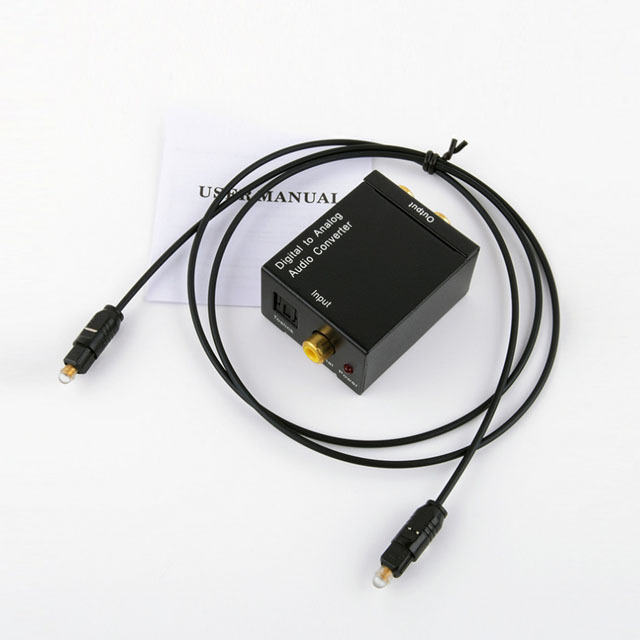 Digital to Analog Audio Converter Optical Coaxial in Headphone Speaker RCA Out