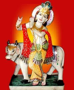 Pure <b>White</b> Marble Beautiful Standing Krishna Statue - Product Image 6
