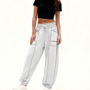 Pantalon ample à jambes larges pour femme, pantalon décontracté d'été avec cordon de serrage, pantalon de survêtement tendance - Product Image 4