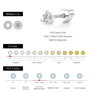 vvs1 moissanite <b>stud</b> Earrings S925 Sterling <b>Silver</b> Classic Round Heart Screw <b>Stud</b> Earrings for Women Fine Jewelry - Product Image 4