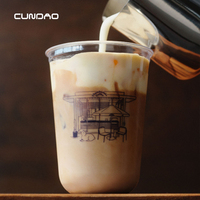 Gobelets en plastique jetables à fond rond pour café glacé et matcha, avec couvercles en dôme, logo personnalisé, vente chaude Cundao