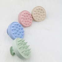 Brosse de massage de tête à poignée privée, brosse de shampooing en paille de blé, brosse de massage de cuir chevelu en Silicone souple de poulpe