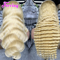 Wig Rambut Asli Tanpa Lem Model Body Wave Pre Cut 613 Pirang Preplucked Siap Pakai Brazilian 13X4 Lace Frontal Wig untuk Wanita