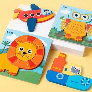 Jouets éducatifs en <span class=keywords><strong>bois</strong></span> pour tout-petits avec base en carton rigide, jouets de niveau supérieur, <span class=keywords><strong>puzzle</strong></span> géométrique pour enfants - Product Image 5