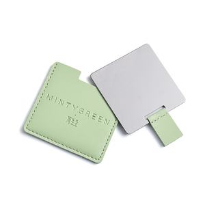 Beauty PU Leather Case Metal Portable <b>Compact</b> <b>Mirror</b> Cosmetic Pocket <b>Mirror</b> With PU Pouch - Product Image 2