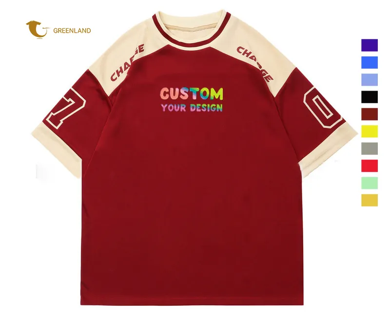 Custom Logo Printed Men Clothes Sport Tee 100% Polyester Breathable Mesh Baseball Jersey Plus Size Men's T Shirts Print Pattern