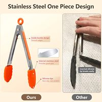 Petites pinces de cuisine de 9 pouces avec embouts en silicone Accessoires de cuisine Gadgets Outils de barbecue en acier inoxydable Clips pour barbecue