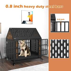 Jaula para perros, casa para mascotas resistente reforzada, jaula grande extraíble para perros con ruedas - Product Image 4