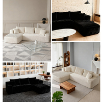 Minimalistisches Design Luxuriöses L-förmiges Flanell-Stoff-Sofa-Set für Wohnzimmer, Hotels, Apartments, Villen und Lagerräume