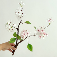 Ranting Bunga Begonia Pink Buatan, Sentuhan Alami Bunga Musim Semi Palsu dengan Daun Hijau untuk Dekorasi Bunga Pernikahan & Rumah Gaya Pedesaan