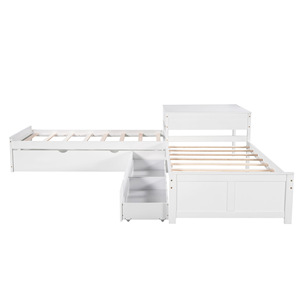 Lit de rangement rembourré blanc avec tiroirs sous le lit pour chambre à coucher, enfants, adultes, personnes âgées - Product Image 5