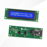 شاشة LCD عالية الجودة JXD2002A-IIC STN زرقاء سالبة بواجهة IIC/I2C مع إضاءة خلفية، وحدة عرض نقطية 20*2